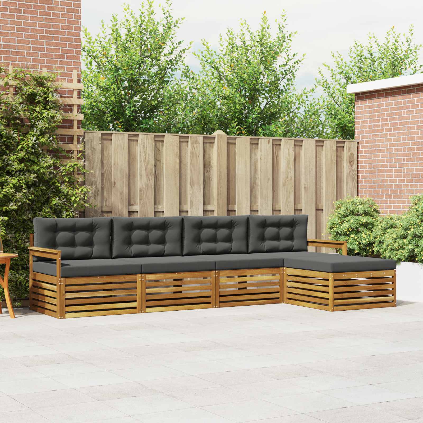 Conjunto de sofás de exterior 5 pcs Natural y Antracita