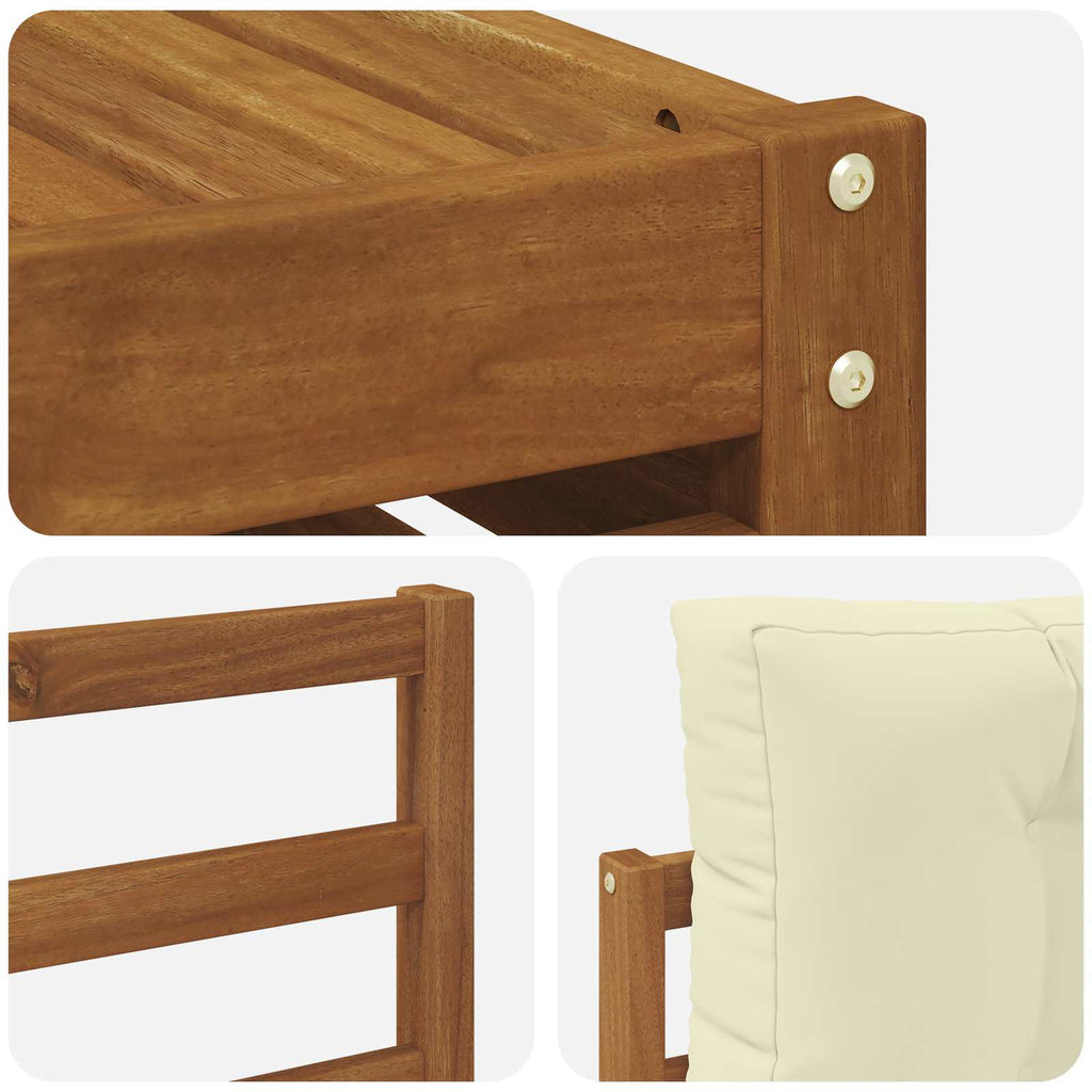 Conjunto de sofás de exterior con cojín 5 pcs Natural y Crema