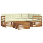 Conjunto de sofás de exterior con cojín 5 pcs Natural y Crema