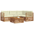 Conjunto de sofás de exterior con cojín 5 pcs Natural y Crema
