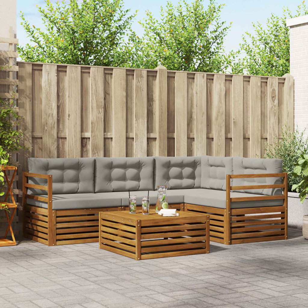 Conjunto de sofás de exterior 5 pcs Gris Natural y Claro
