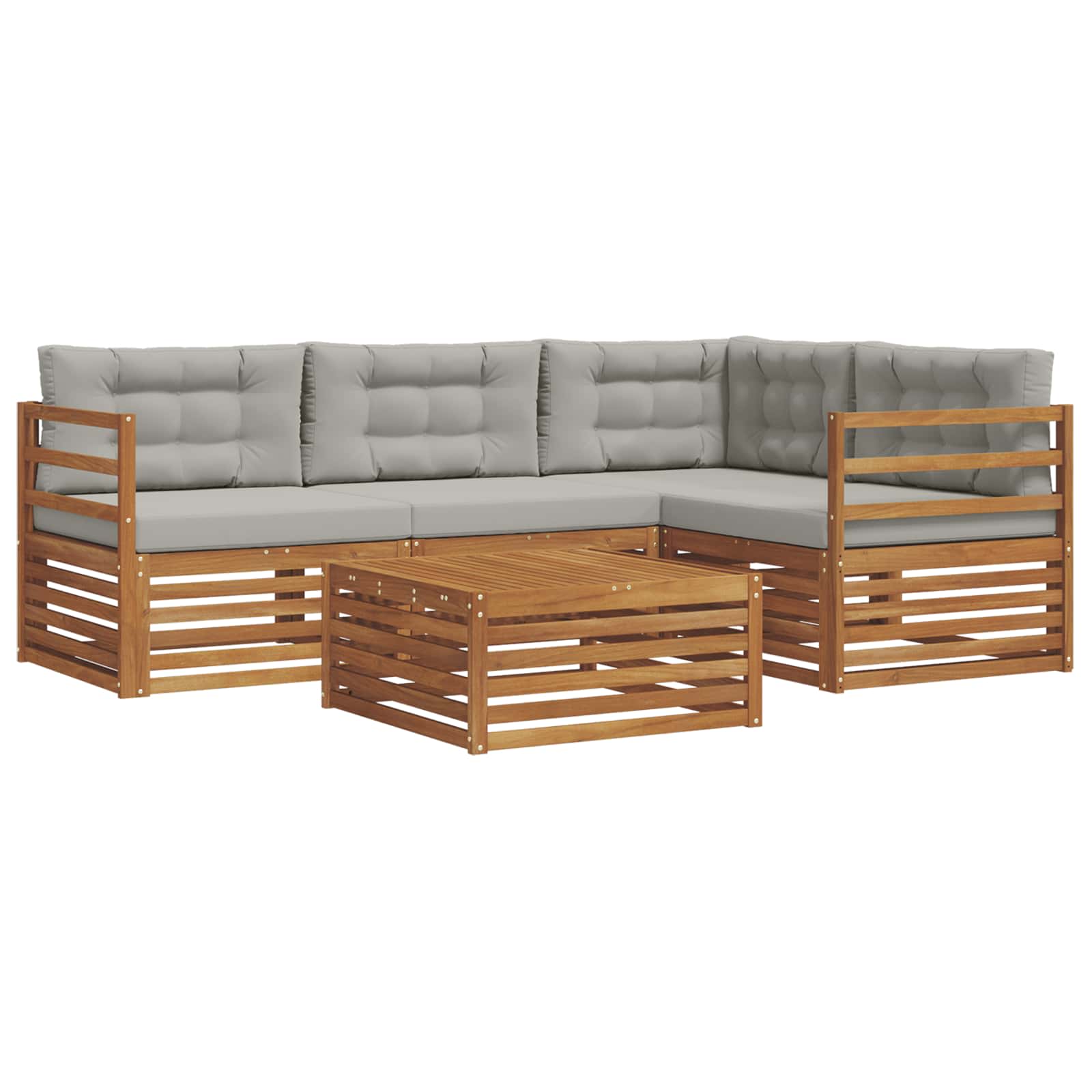 Conjunto de sofás de exterior 5 pcs Gris Natural y Claro