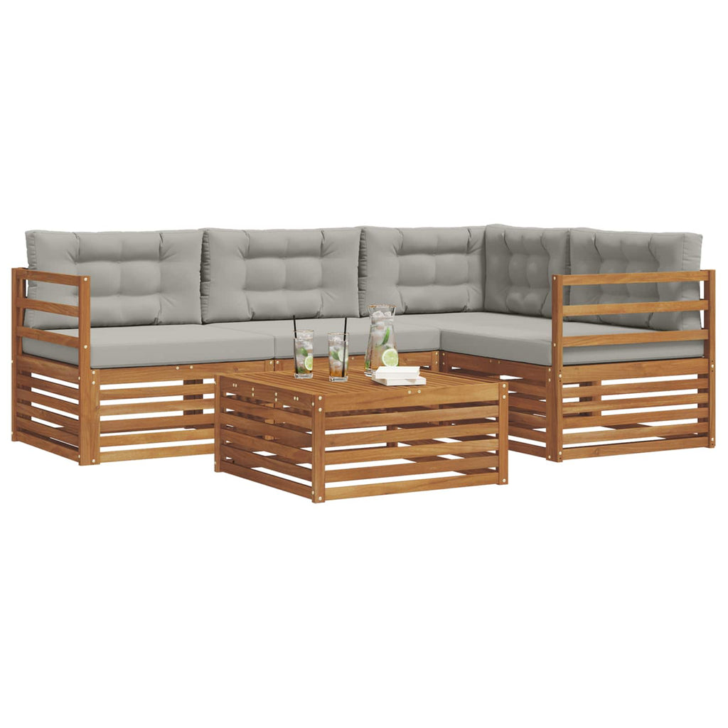 Conjunto de sofás de exterior 5 pcs Gris Natural y Claro