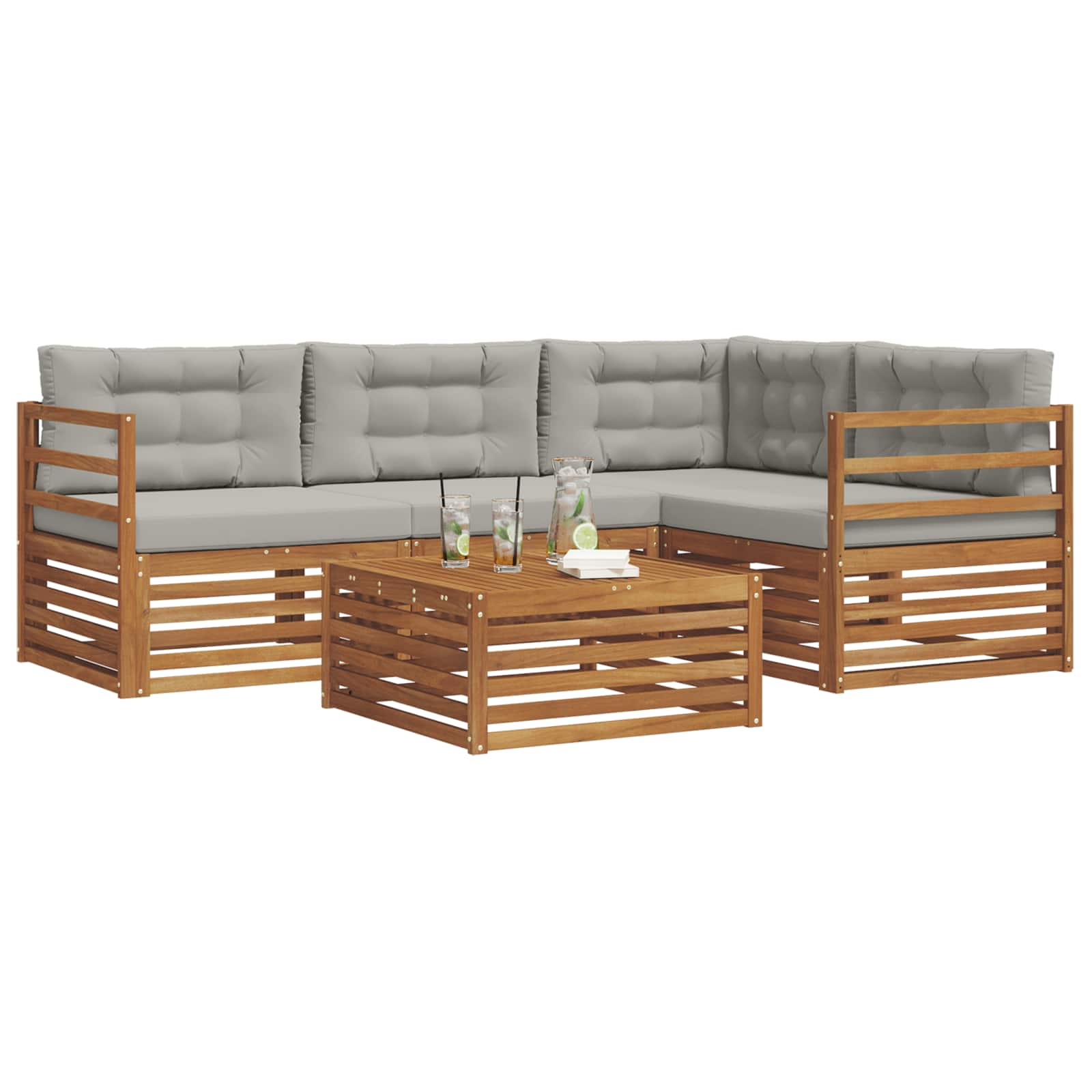 Conjunto de sofás de exterior 5 pcs Gris Natural y Claro