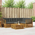 Conjunto de sofás de exterior 5 pcs Natural y Antracita