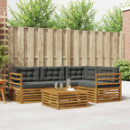 Conjunto de sofás de exterior 5 pcs Natural y Antracita