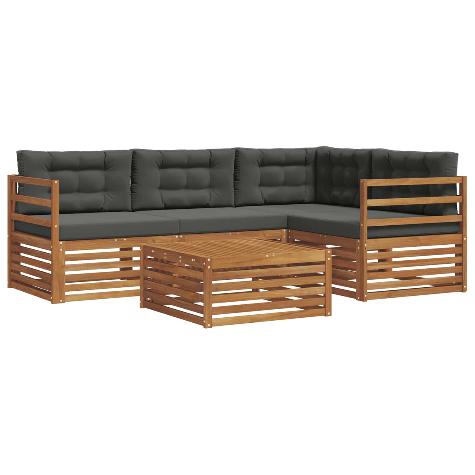 Conjunto de sofás de exterior 5 pcs Natural y Antracita