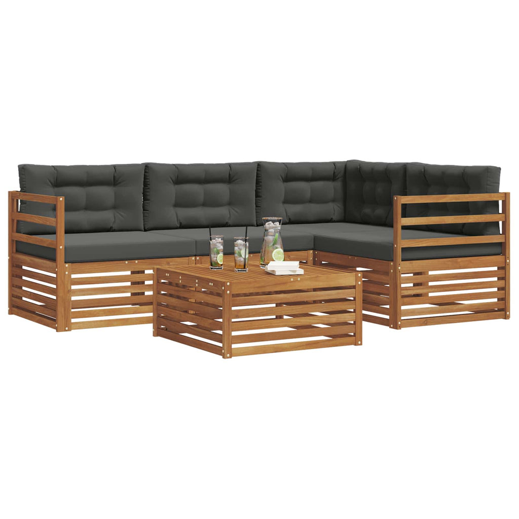 Conjunto de sofás de exterior 5 pcs Natural y Antracita