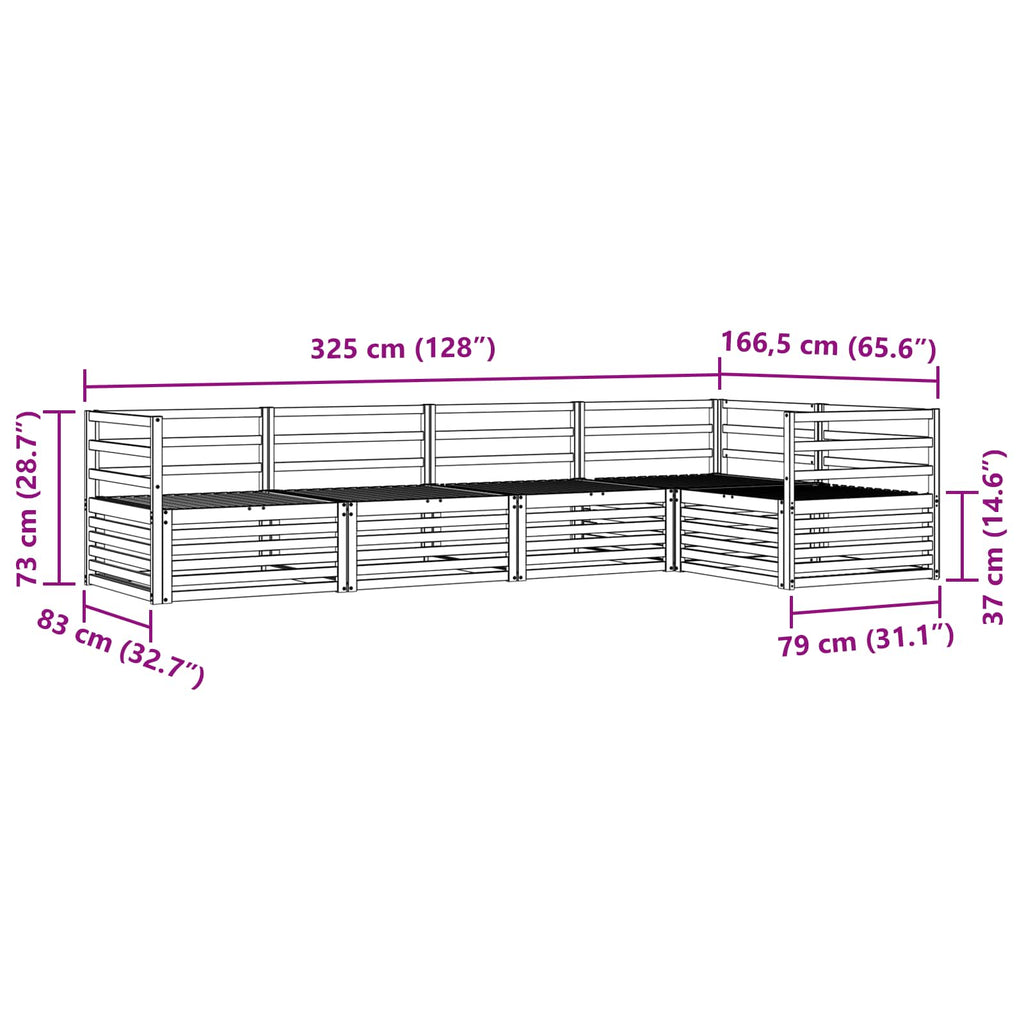 Conjunto de sofás de exterior 5 pcs Natural