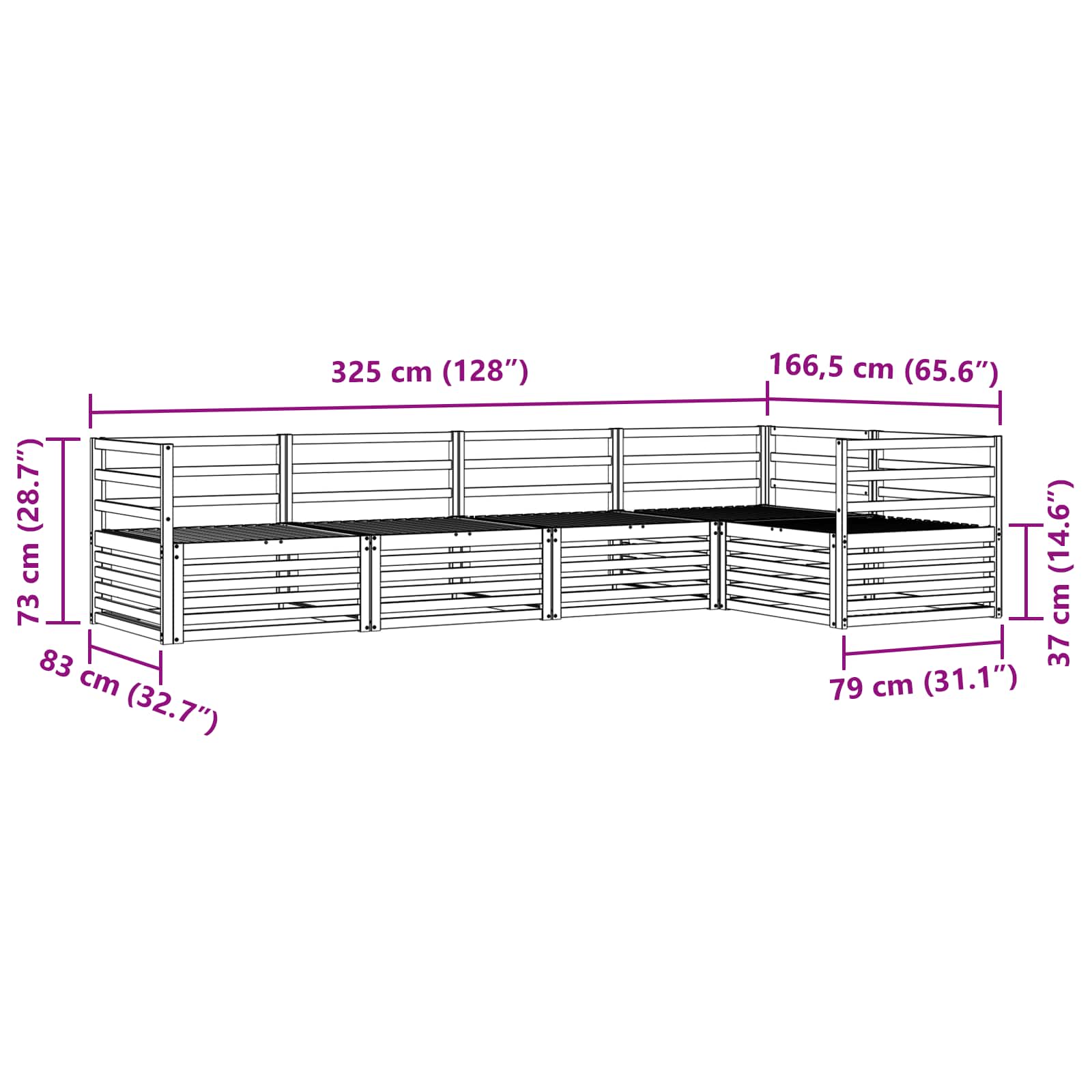 Conjunto de sofás de exterior 5 pcs Natural
