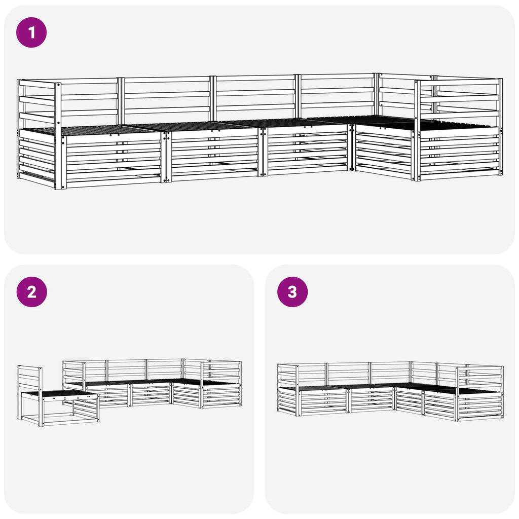 Conjunto de sofás de exterior 5 pcs Natural