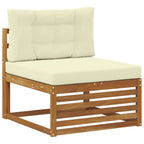 Conjunto de sofás de exterior con cojín 5 pcs Natural y Crema