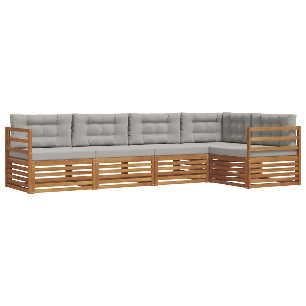 Conjunto de sofás de exterior 5 pcs Gris Natural y Claro