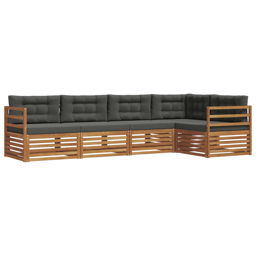 Conjunto de sofás de exterior 5 pcs Natural y Antracita