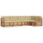 Conjunto de sofás de exterior con cojín 5 pcs Natural y Beige