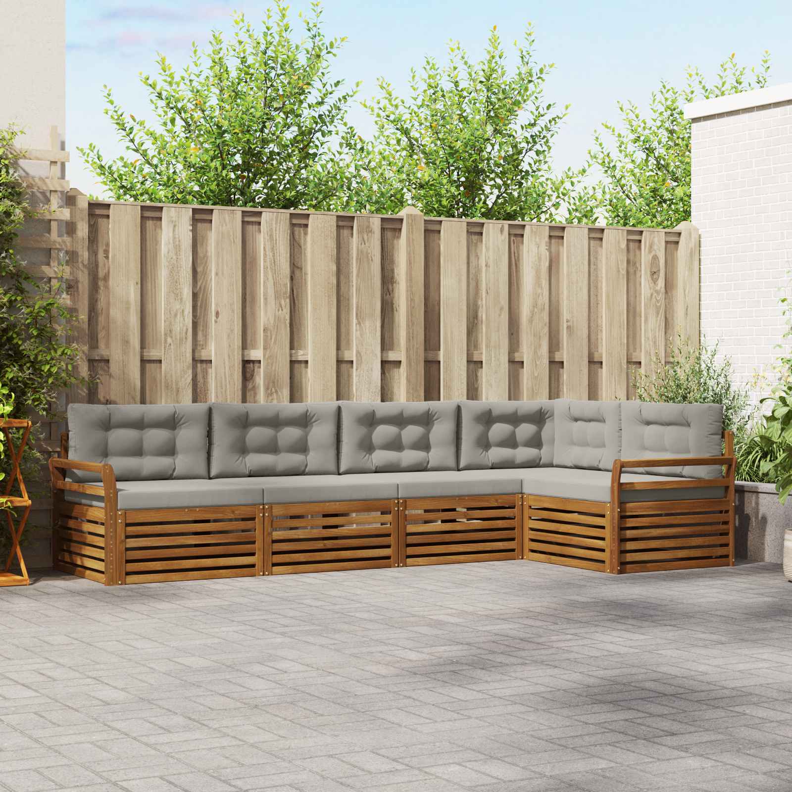 Conjunto de sofás de exterior 5 pcs Gris Natural y Claro