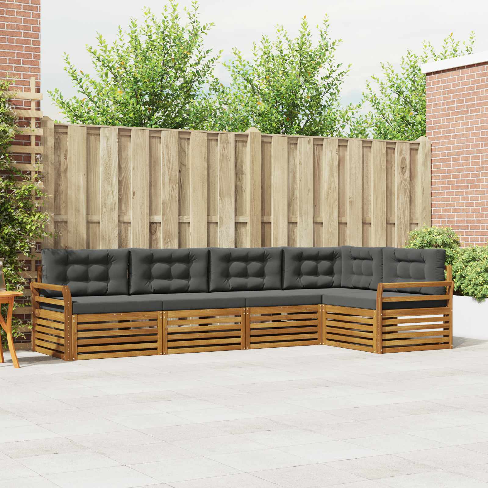 Conjunto de sofás de exterior 5 pcs Natural y Antracita