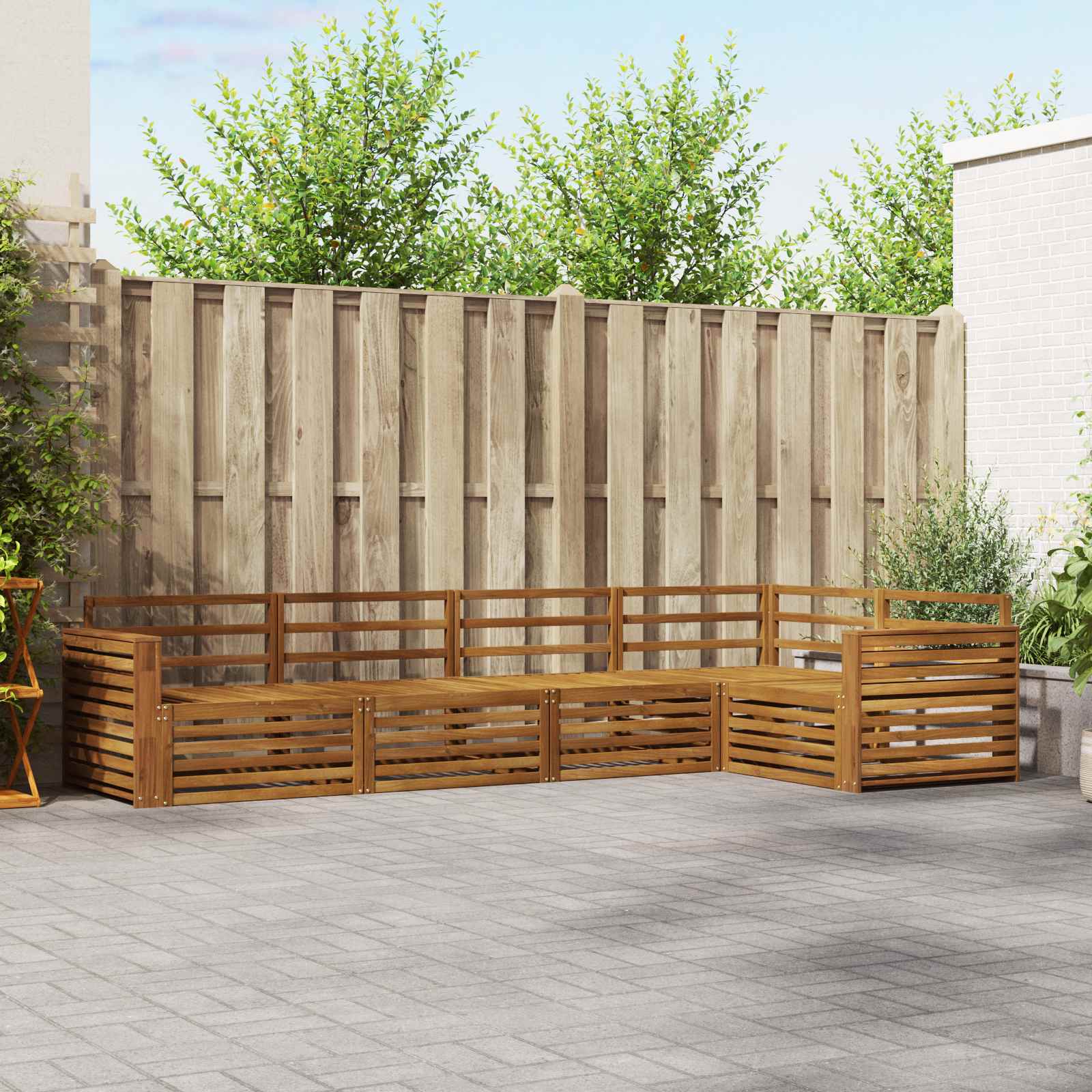 Conjunto de sofás de exterior 5 pcs Natural