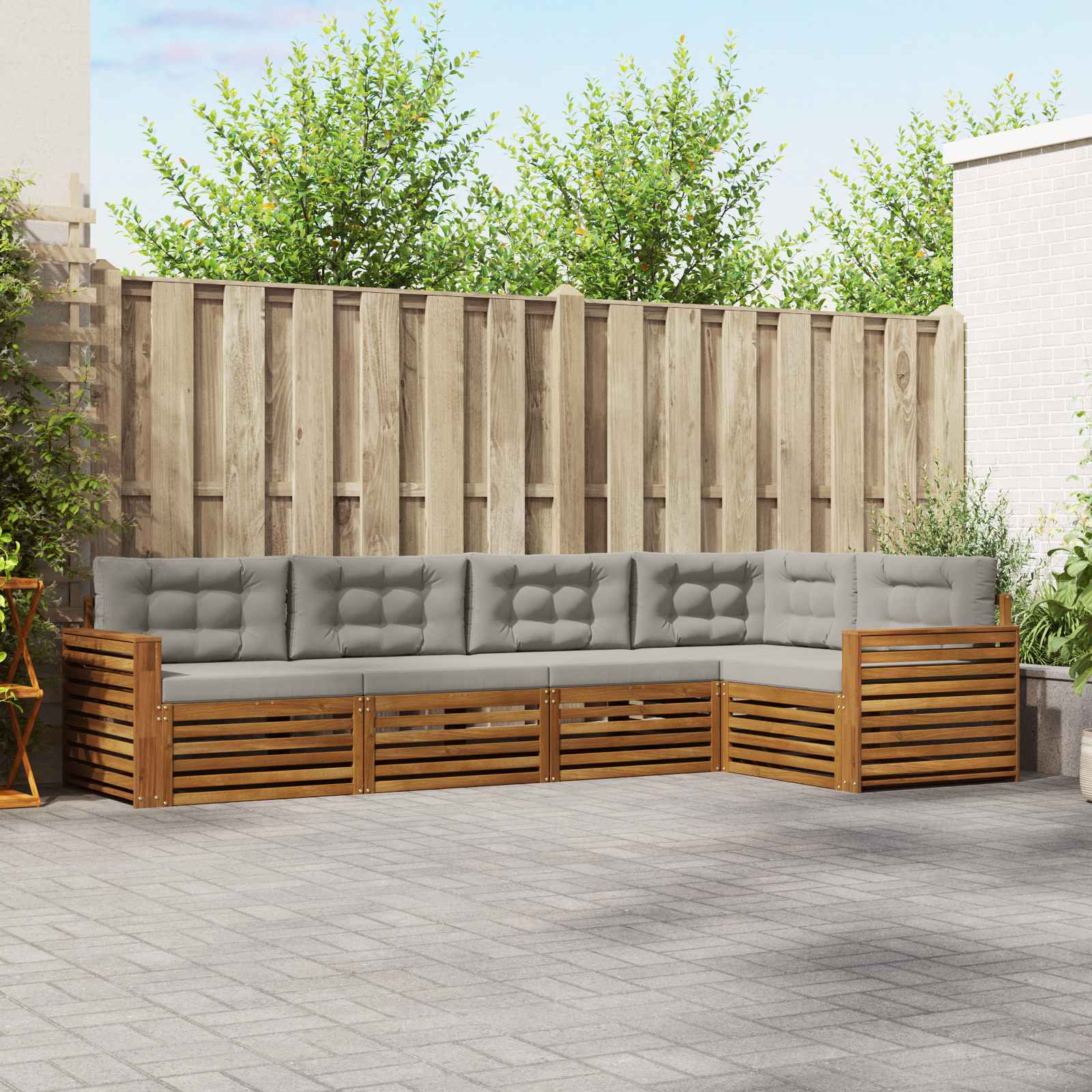 Conjunto de sofás de exterior 5 pcs Gris Natural y Claro