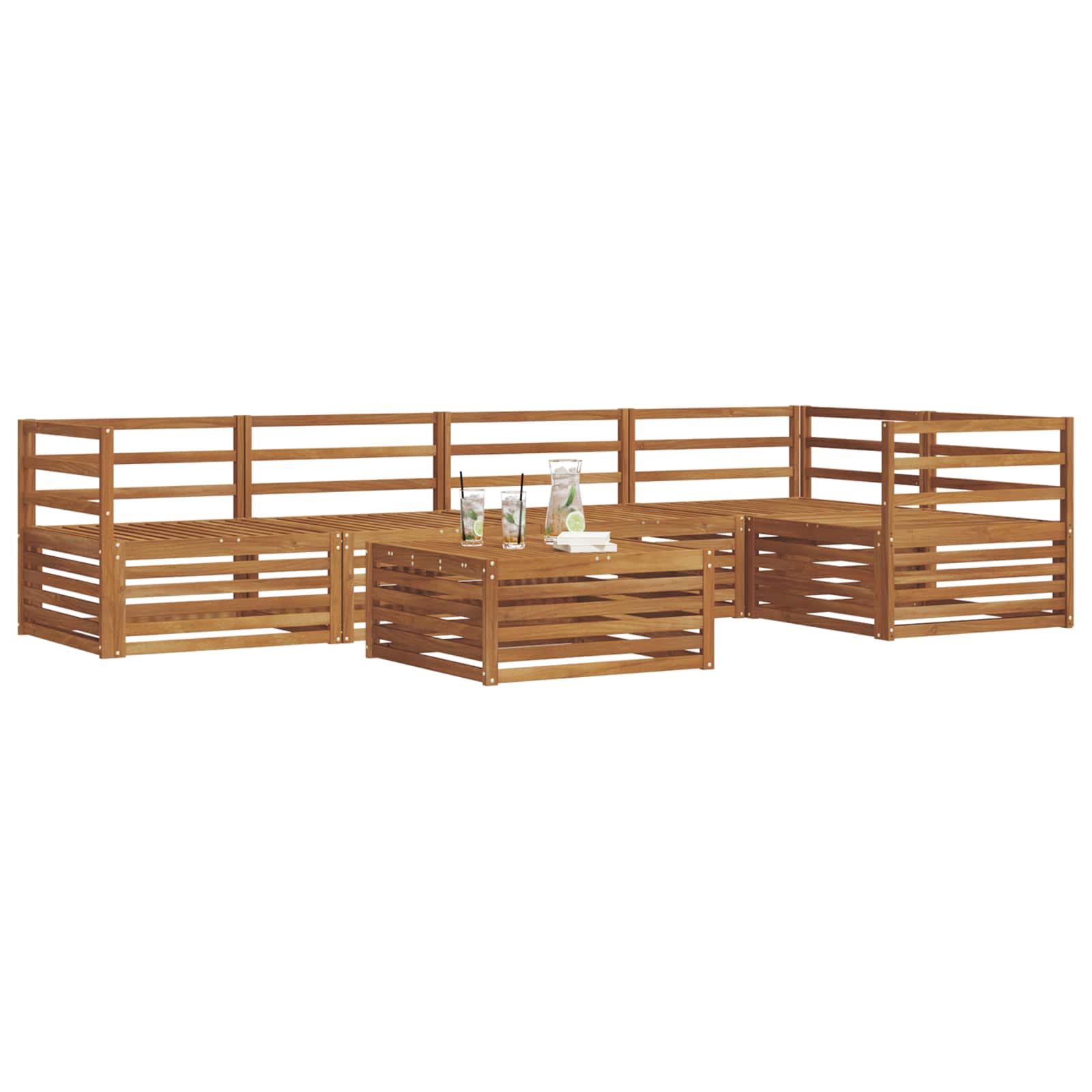 Conjunto de sofás de exterior 6 pcs Natural