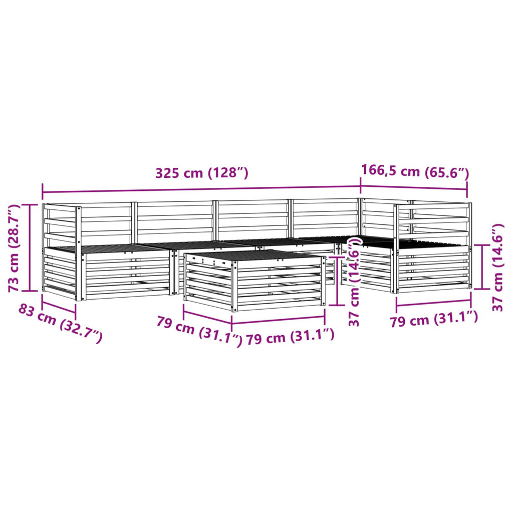 Conjunto de sofás de exterior 6 pcs Natural
