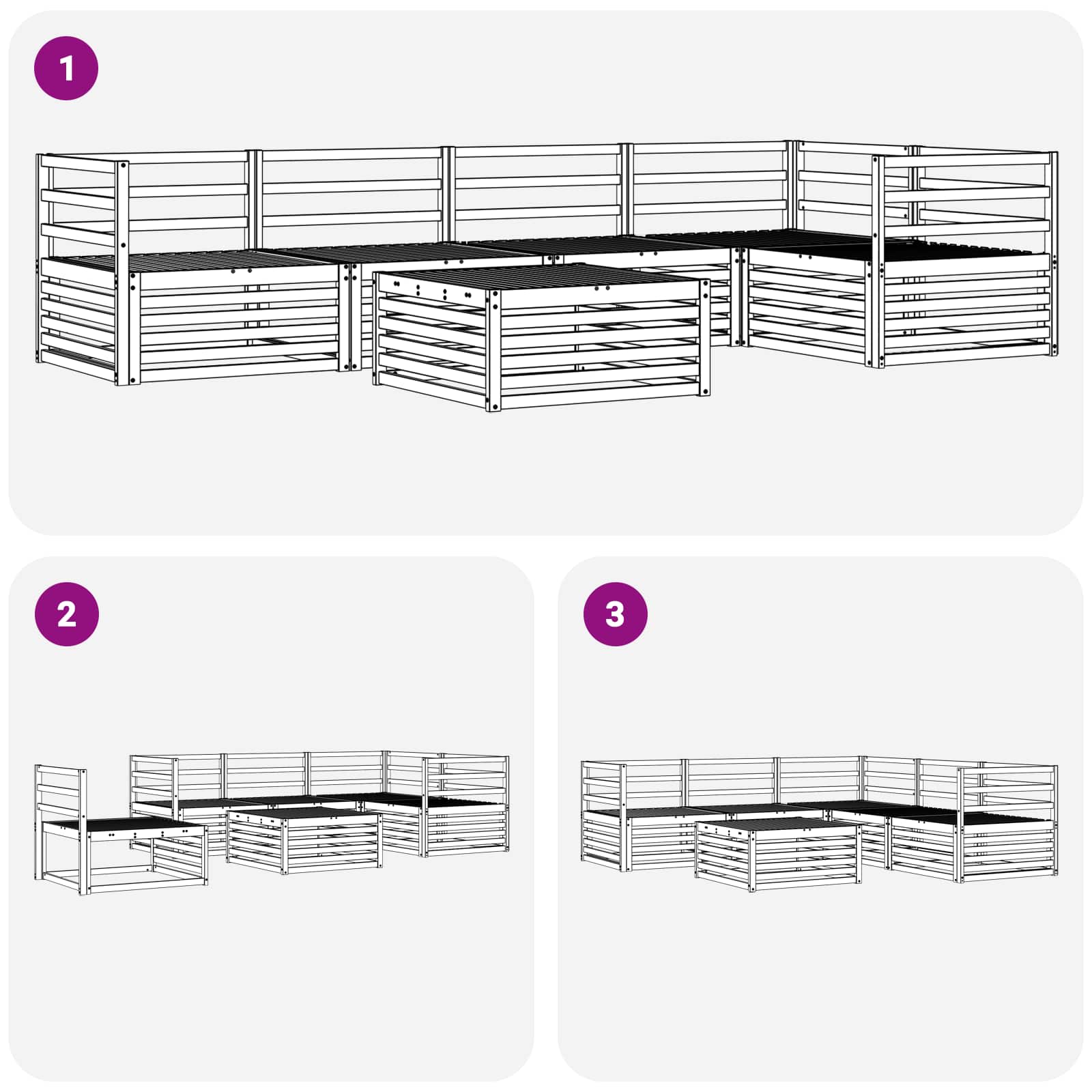 Conjunto de sofás de exterior 6 pcs Natural