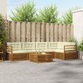 Conjunto de sofás de exterior con cojín 6 pcs Natural y Crema