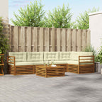 Conjunto de sofás de exterior con cojín 6 pcs Natural y Crema