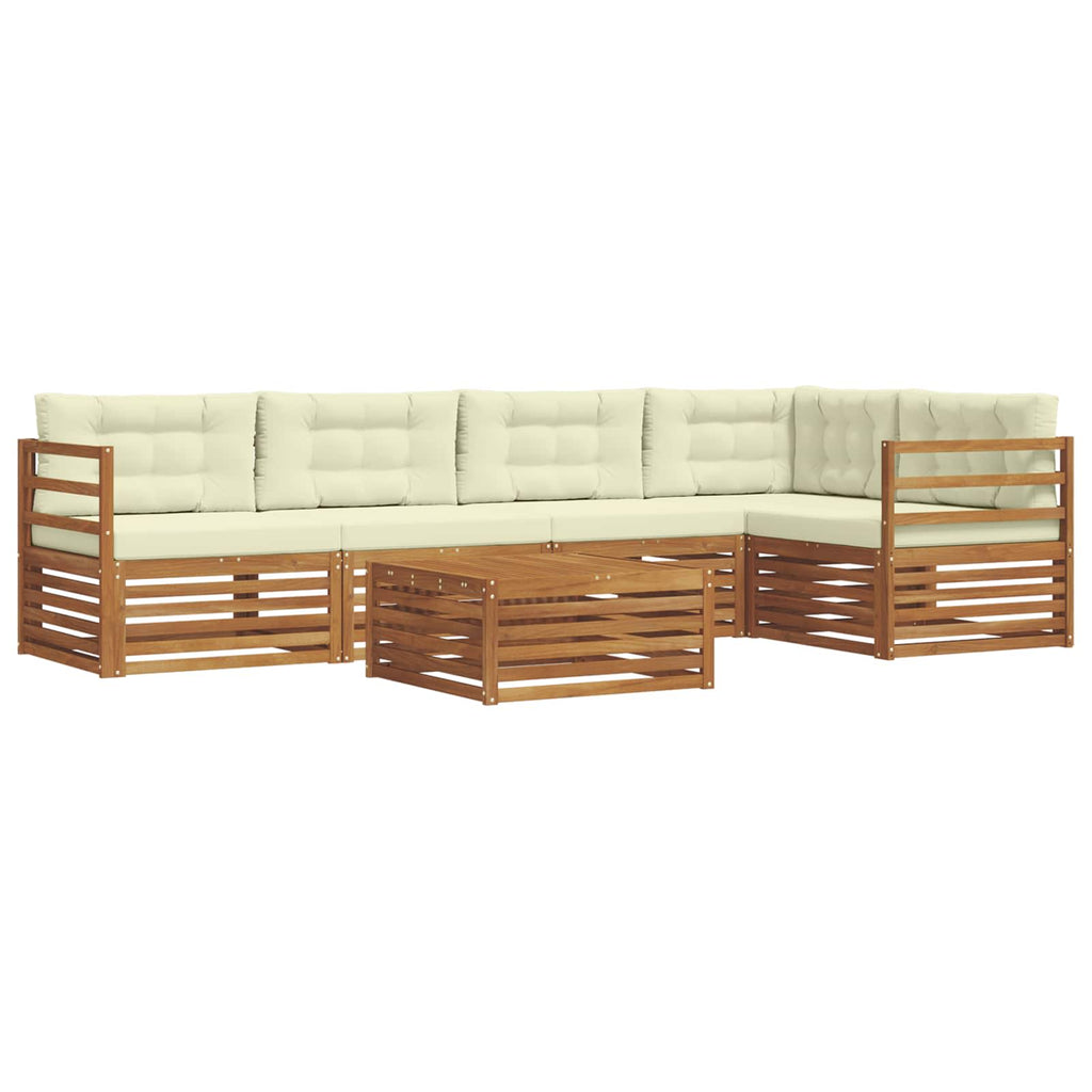 Conjunto de sofás de exterior con cojín 6 pcs Natural y Crema
