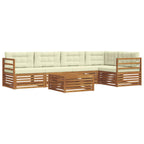 Conjunto de sofás de exterior con cojín 6 pcs Natural y Crema