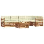 Conjunto de sofás de exterior con cojín 6 pcs Natural y Crema