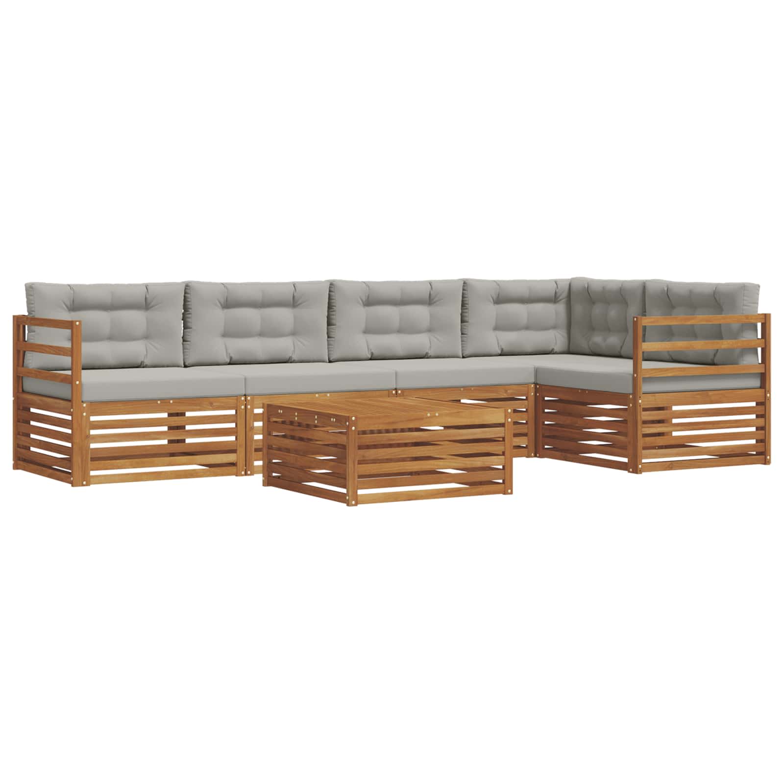 Conjunto de sofás de exterior 6 pcs Gris Natural y Claro