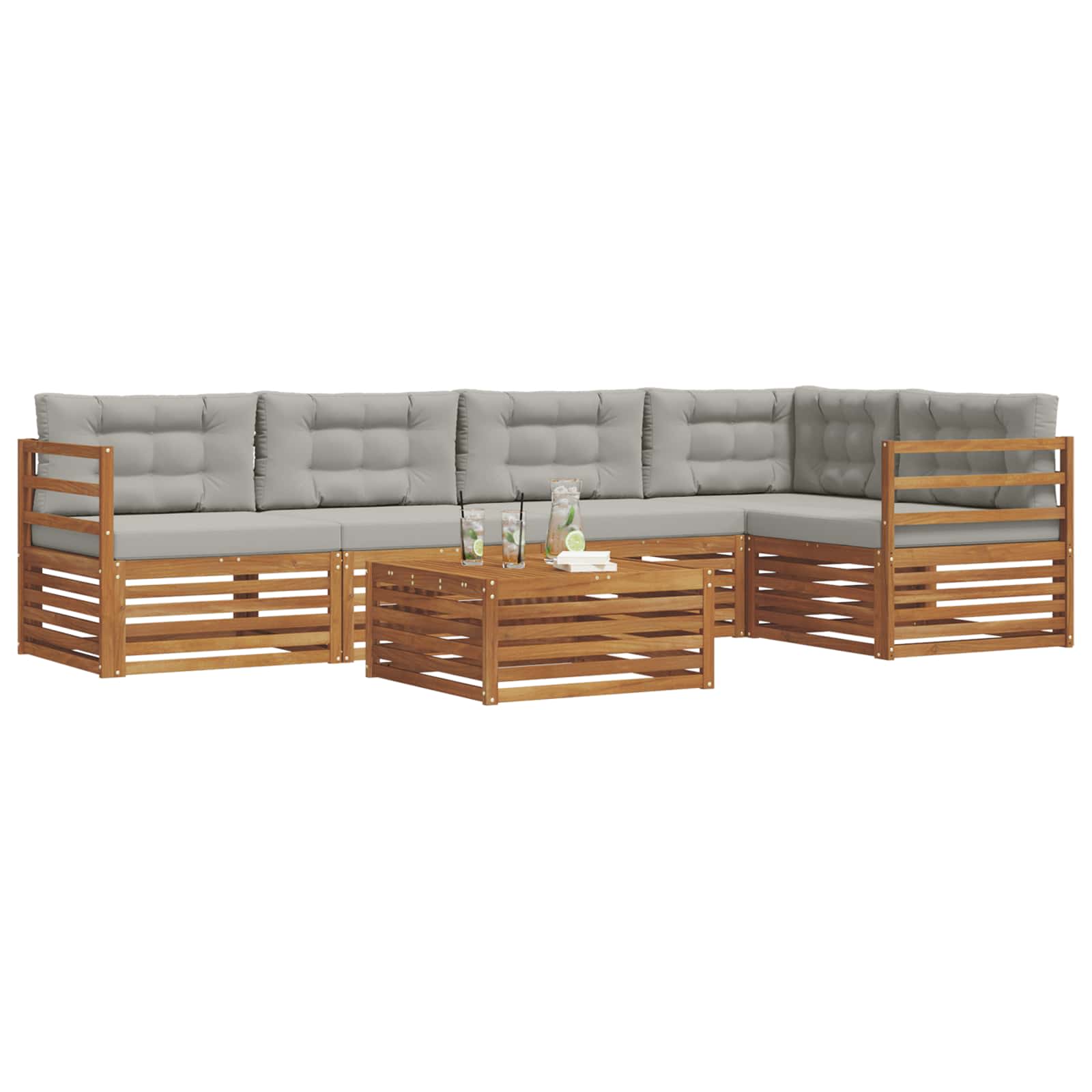 Conjunto de sofás de exterior 6 pcs Gris Natural y Claro