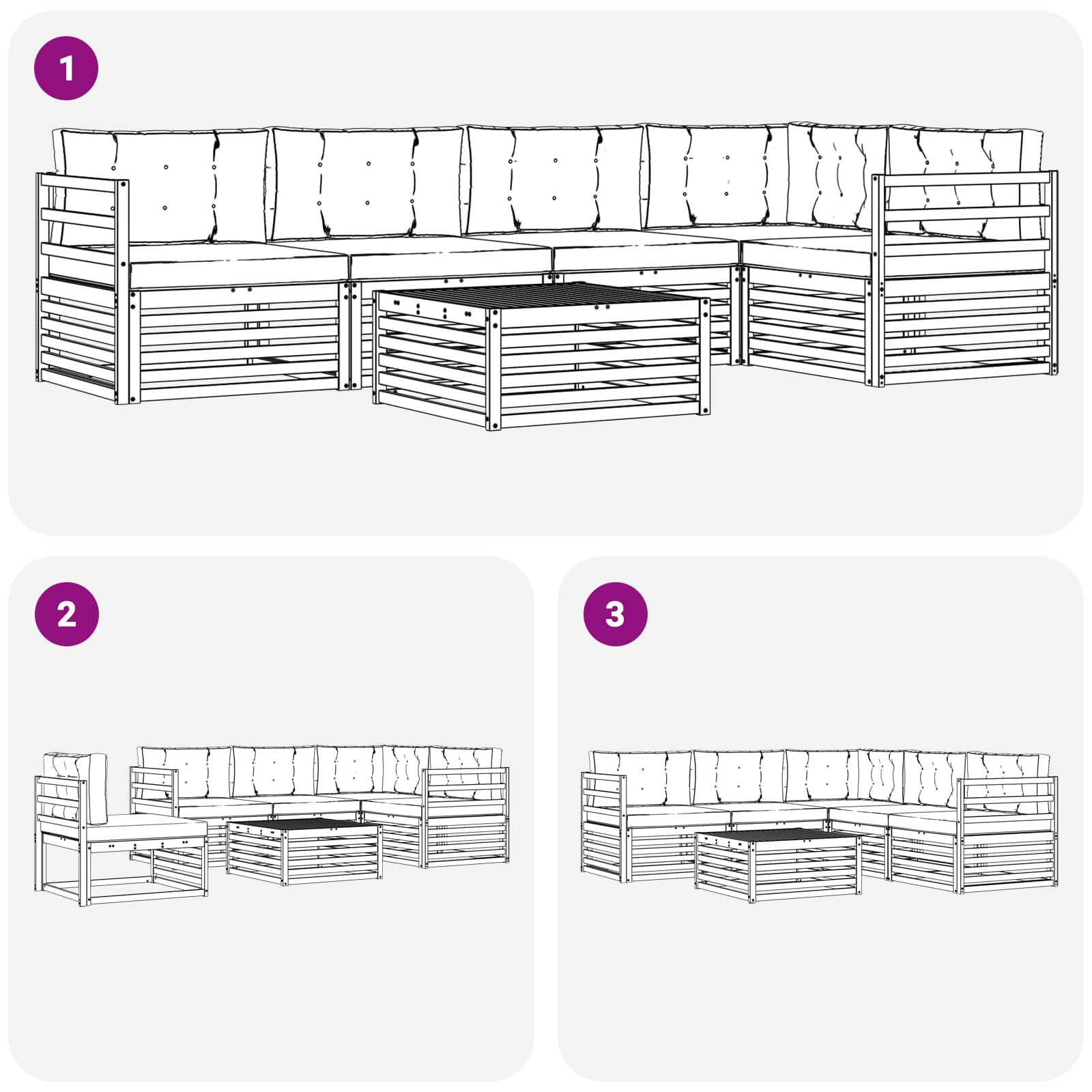 Conjunto de sofás de exterior 6 pcs Gris Natural y Claro