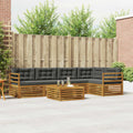 Conjunto de sofás de exterior 6 pcs Natural y Antracita