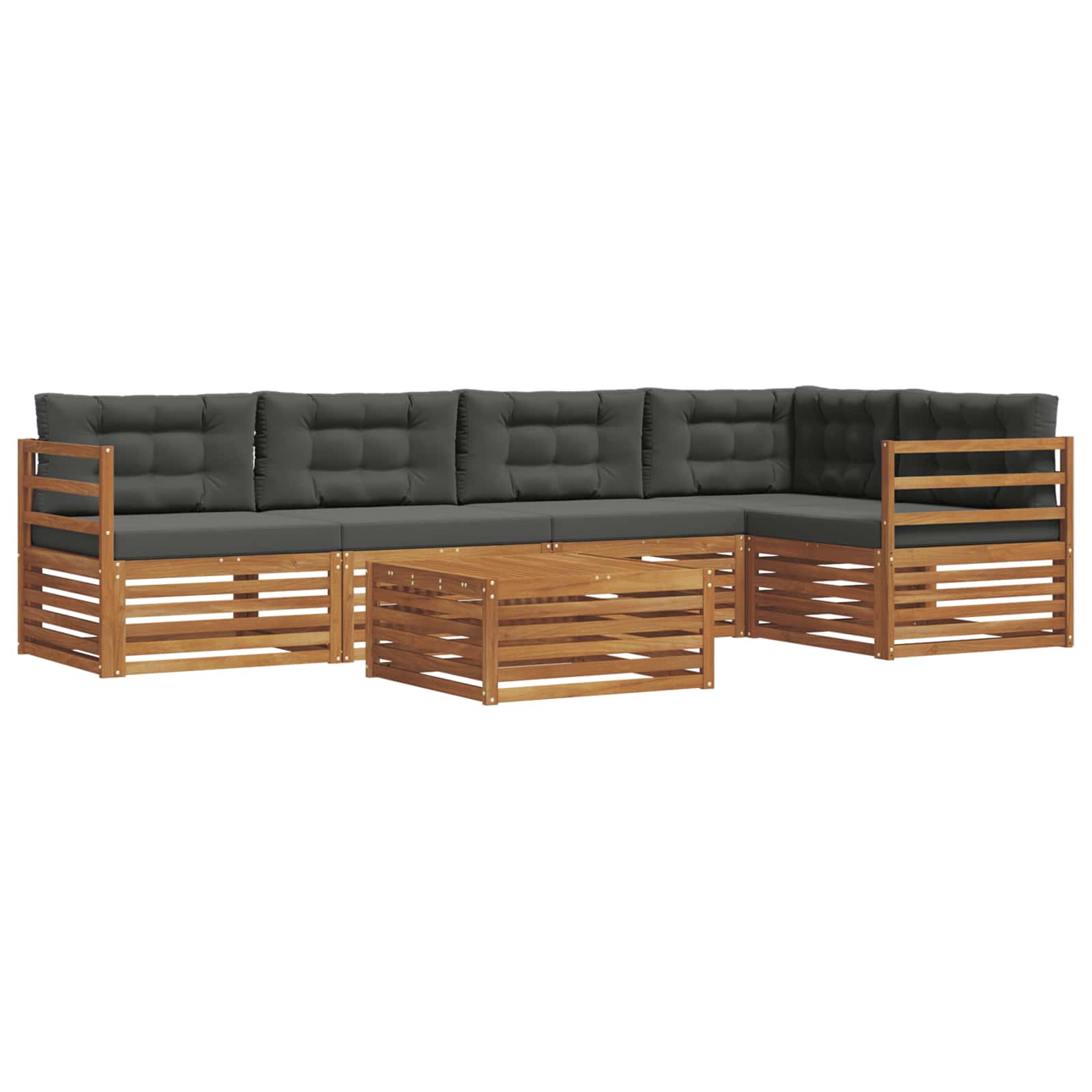Conjunto de sofás de exterior 6 pcs Natural y Antracita