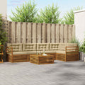 Conjunto de sofás de exterior con cojín 6 pcs Natural y Beige