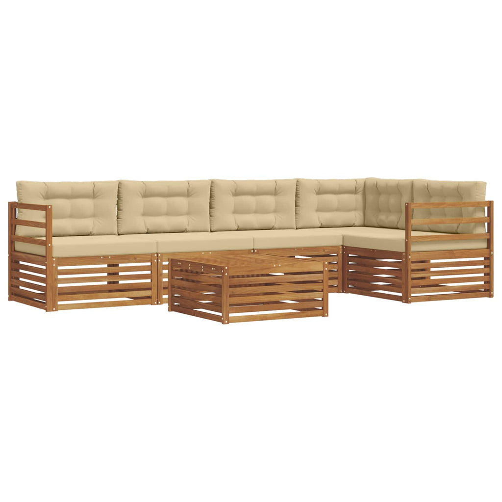 Conjunto de sofás de exterior con cojín 6 pcs Natural y Beige
