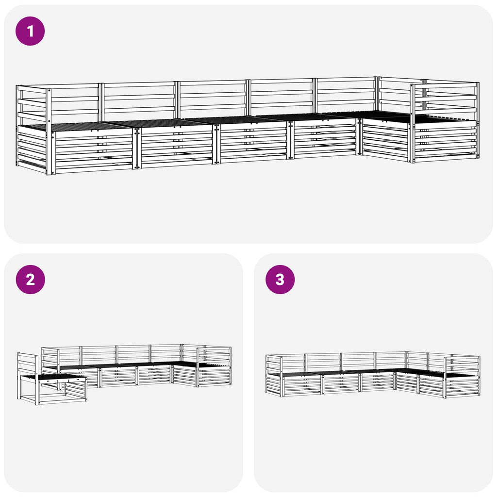 Conjunto de sofás de exterior 6 pcs Natural