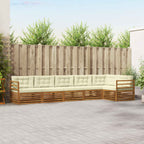 Conjunto de sofás de exterior con cojín 6 pcs Natural y Crema