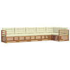 Conjunto de sofás de exterior con cojín 6 pcs Natural y Crema