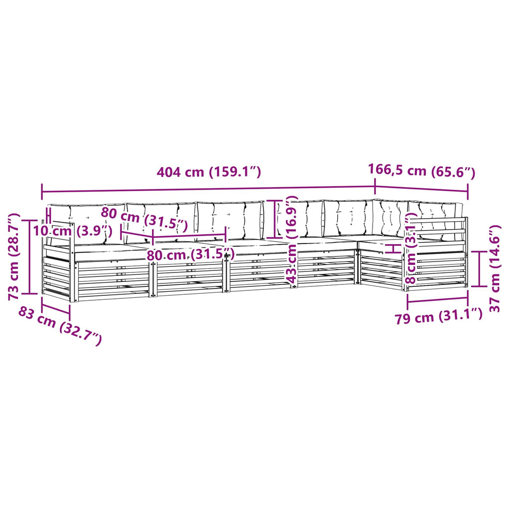 Conjunto de sofás de exterior 6 pcs Natural y Antracita