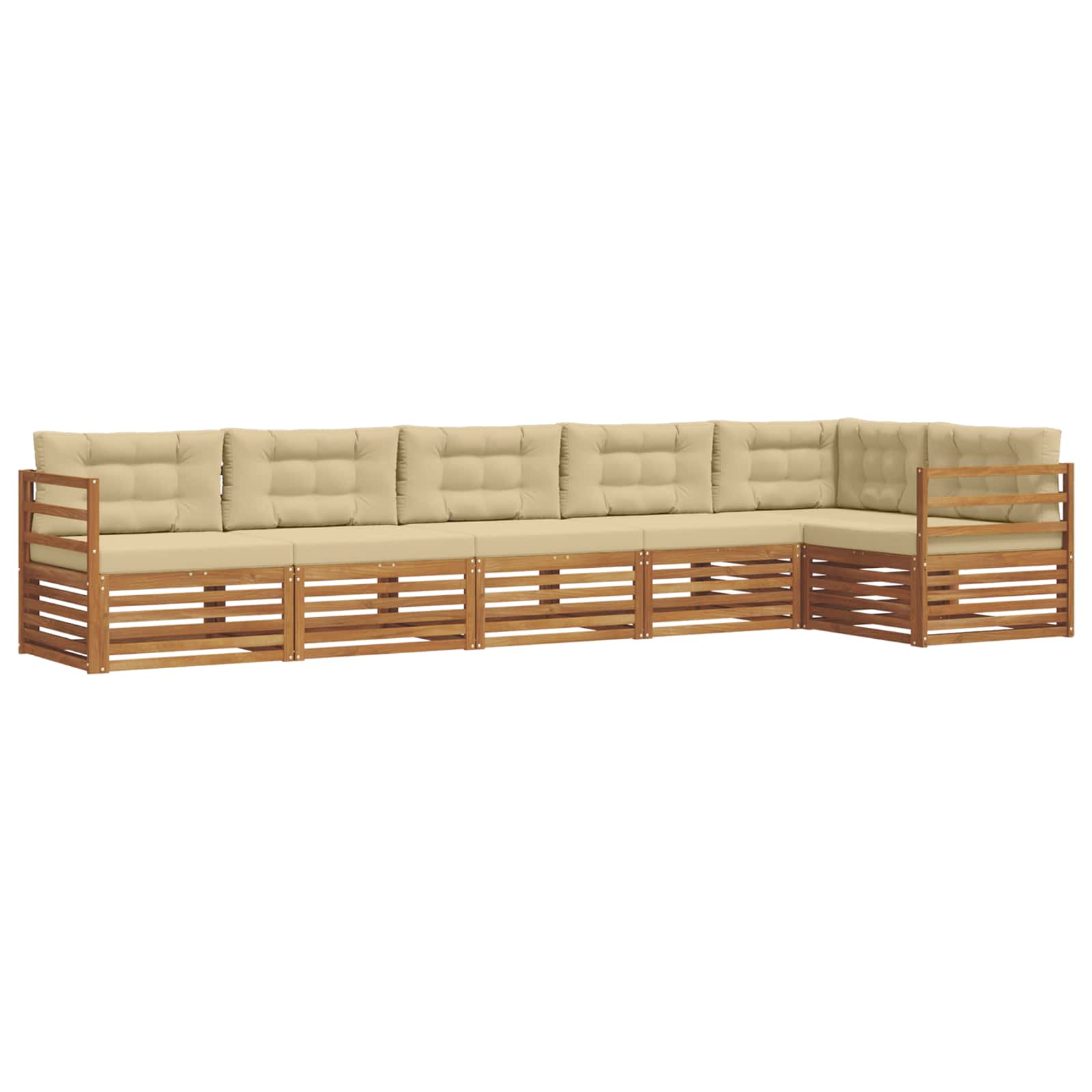 Conjunto de sofás de exterior con cojín 6 pcs Natural y Beige