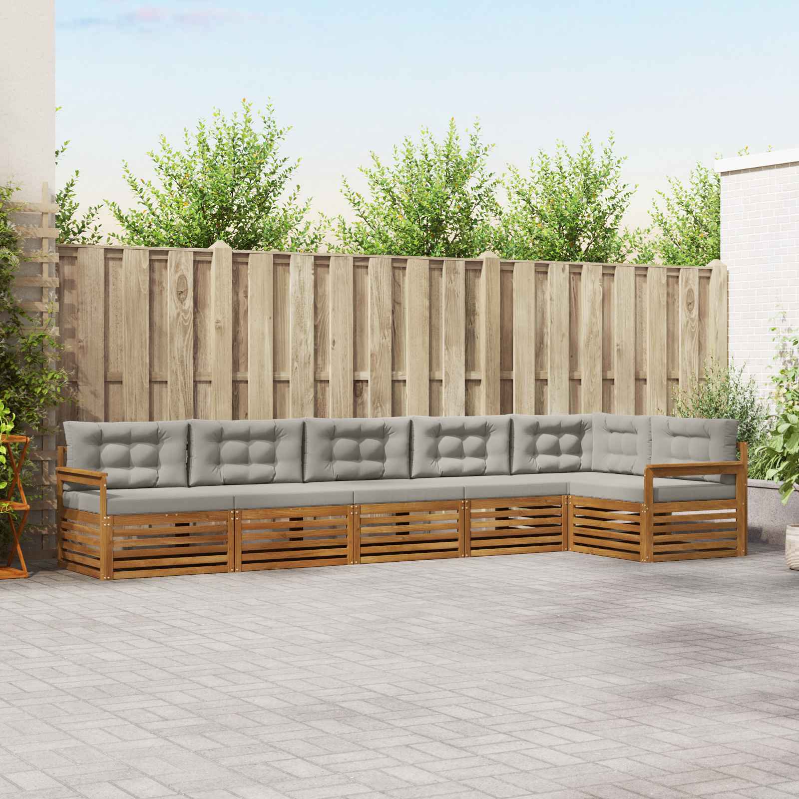 Conjunto de sofás de exterior 6 pcs Gris Natural y Claro