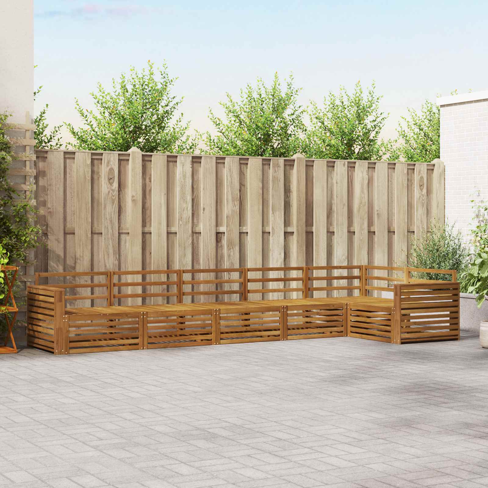Conjunto de sofás de exterior 6 pcs Natural