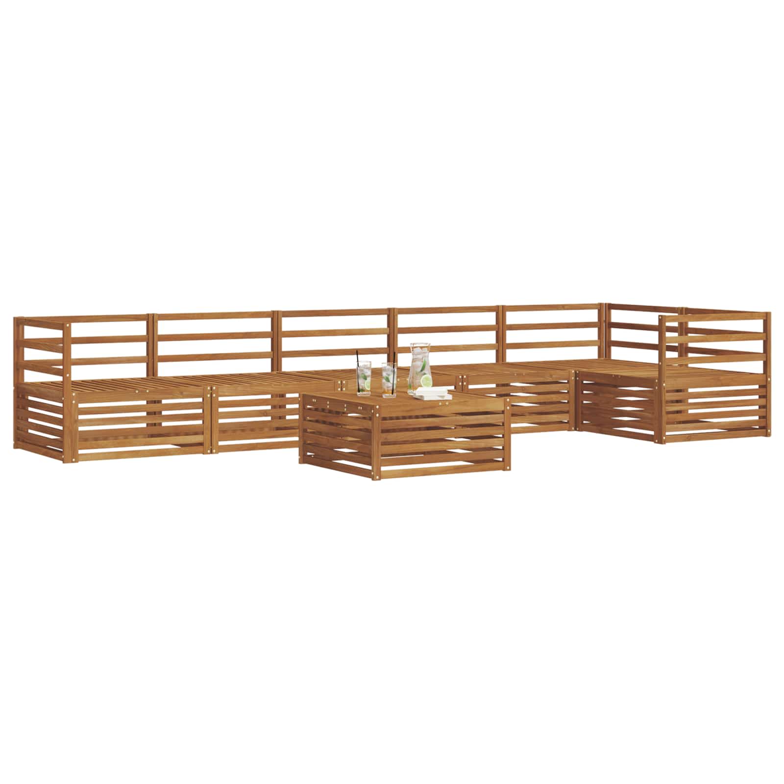 Conjunto de sofás de exterior 7 pcs Natural