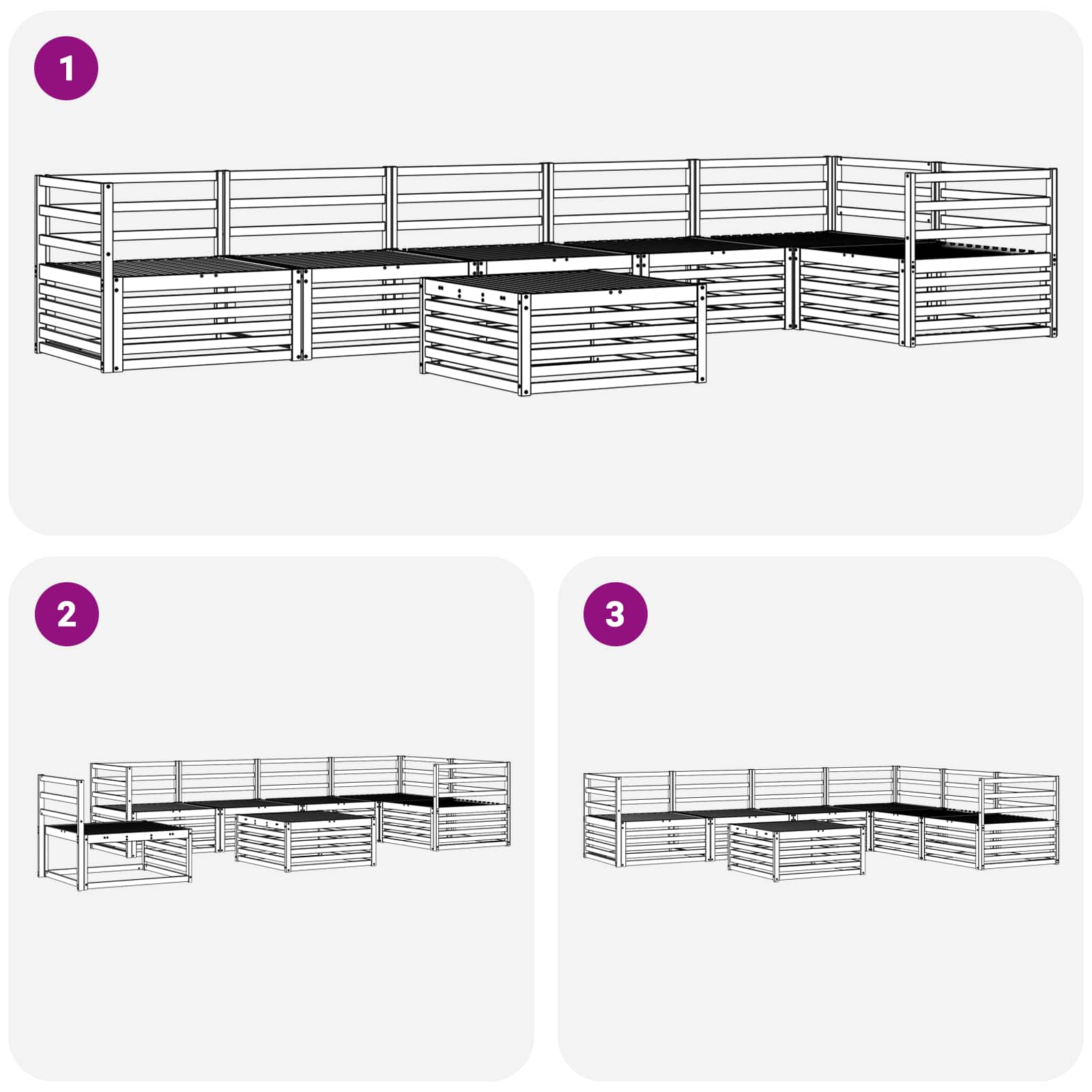 Conjunto de sofás de exterior 7 pcs Natural