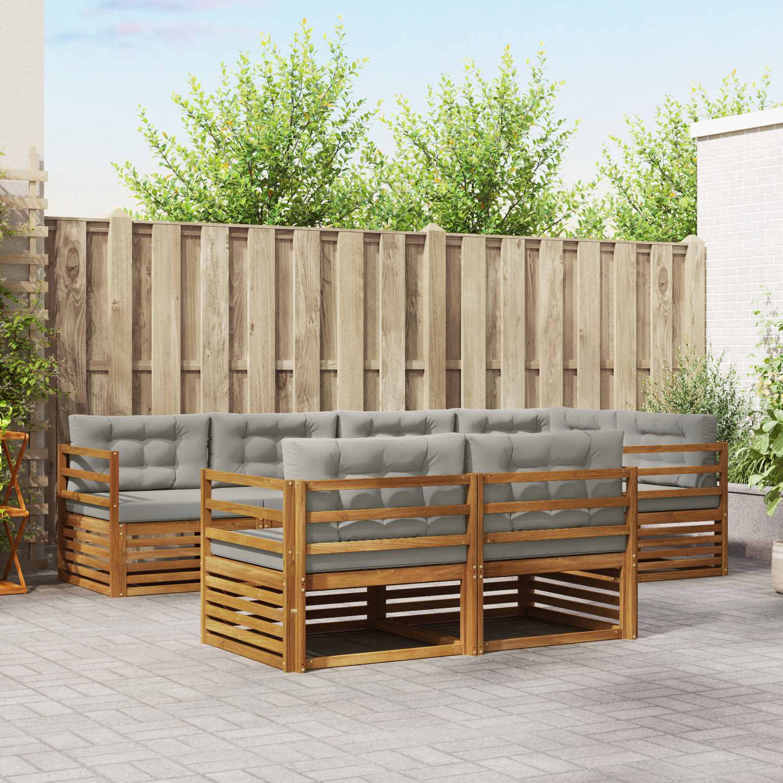 Conjunto de sofás de exterior 7 pcs Blanco y Antracita