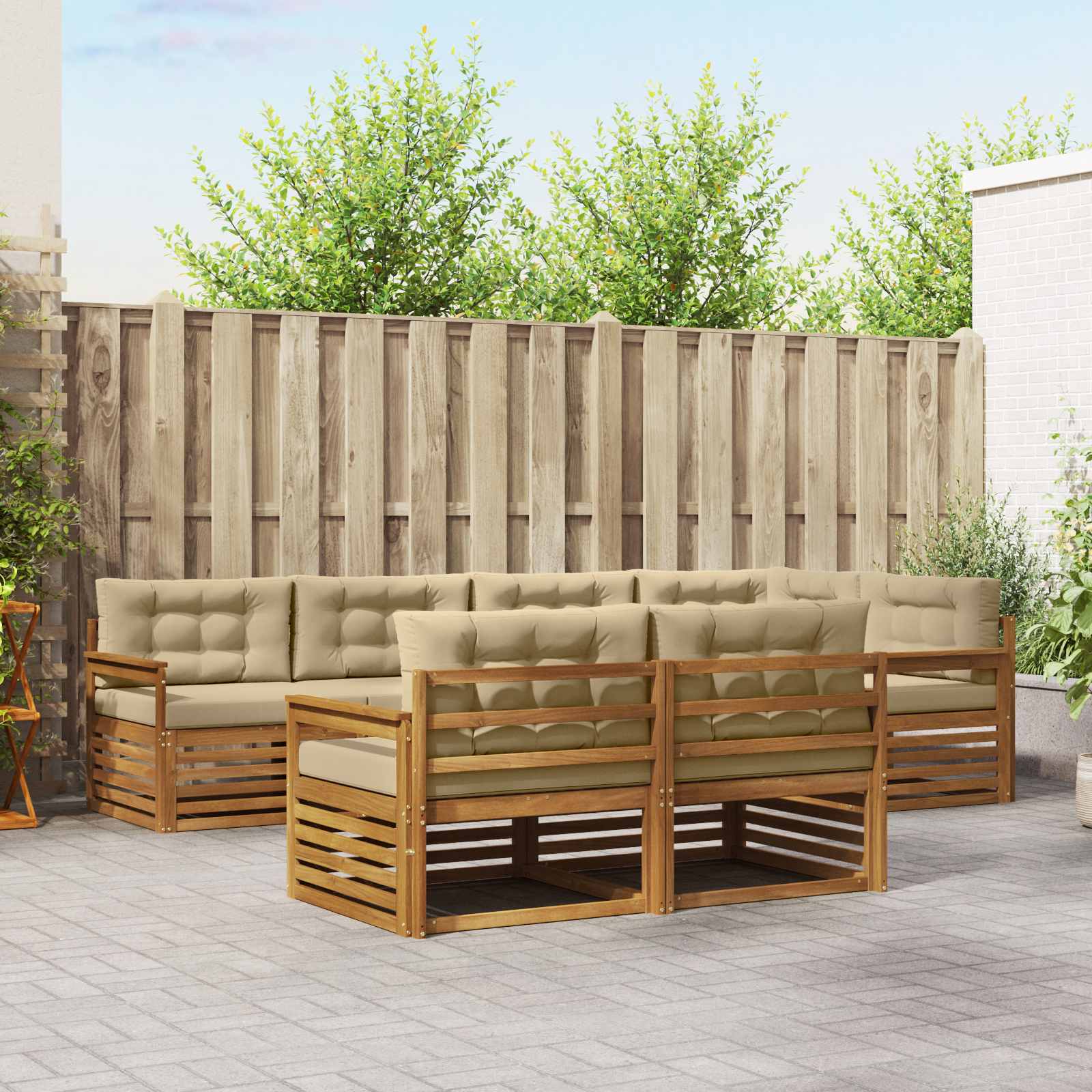 Conjunto de sofás de exterior con cojín 7 pcs