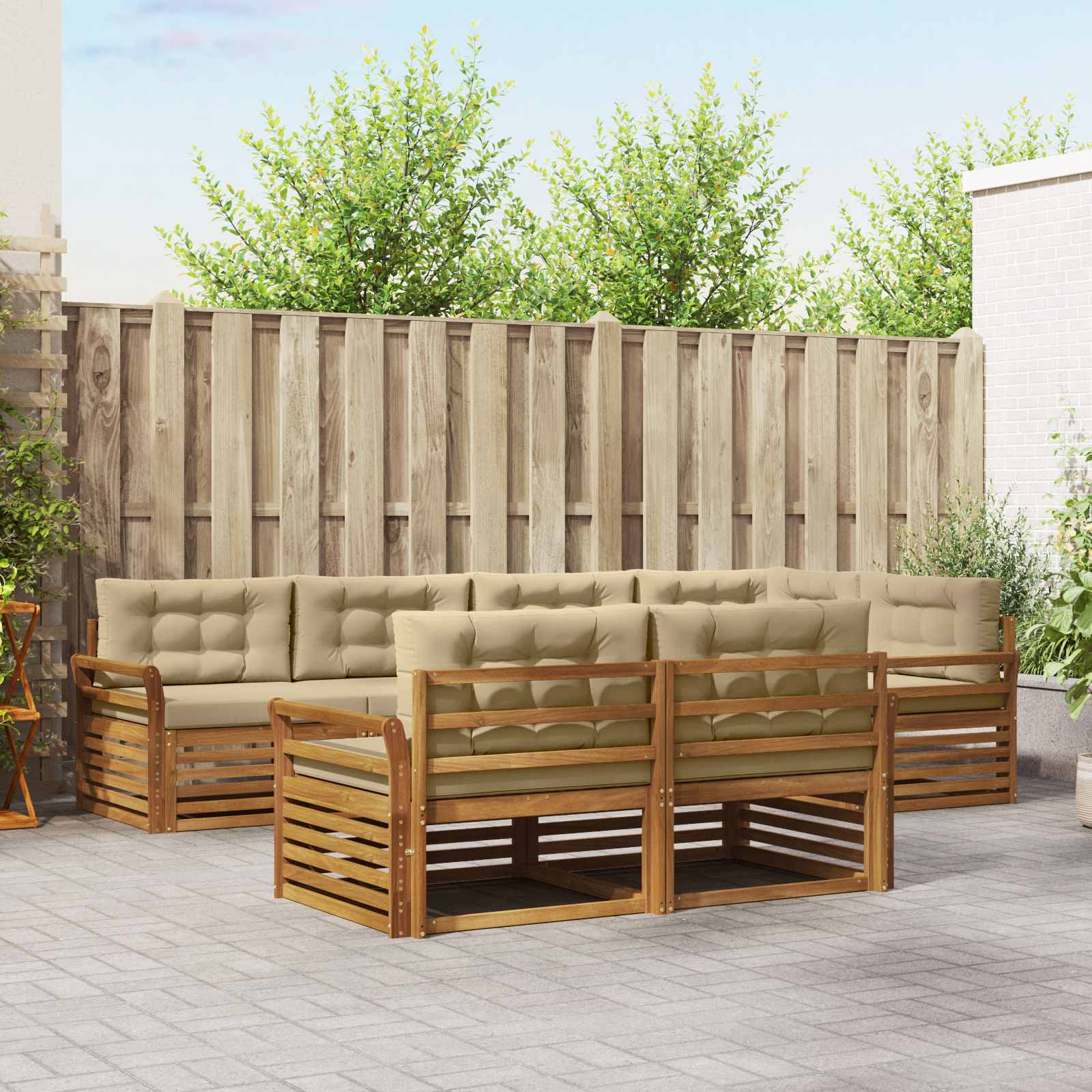 Conjunto de sofás de exterior con cojín 7 pcs